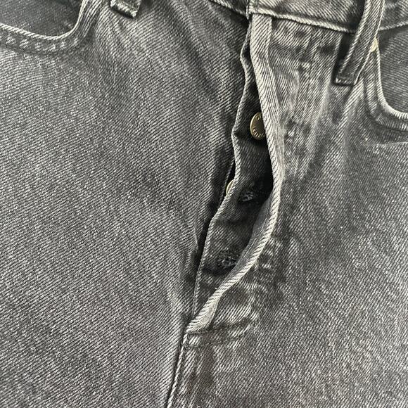 Denim Forum Farrah Jean High Rise Wide Leg Organic Cotton Frayed Black Womens 26 - Picture 4 of 12